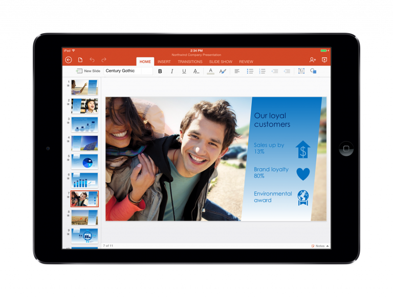 Microsoft PowerPoint is now available on the iPad.