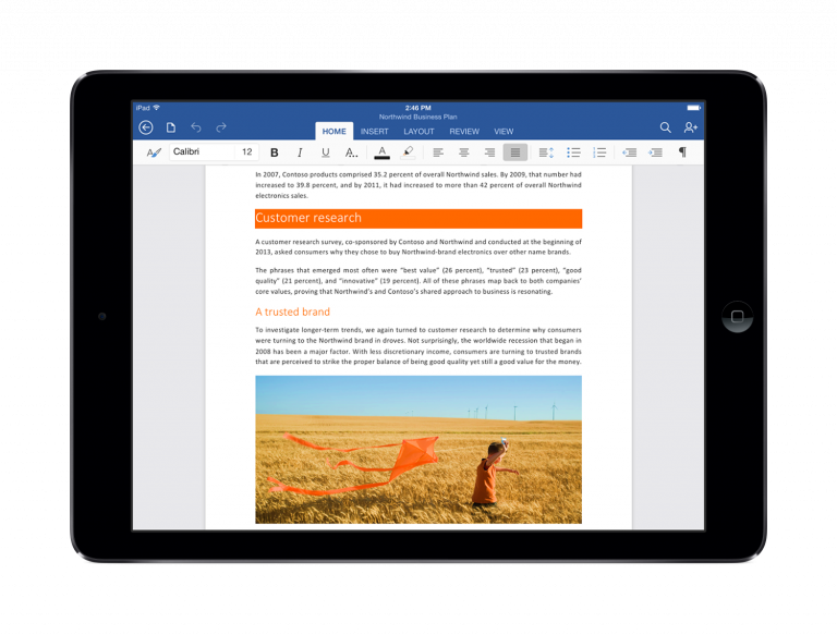 Microsoft Word is now available on the iPad.