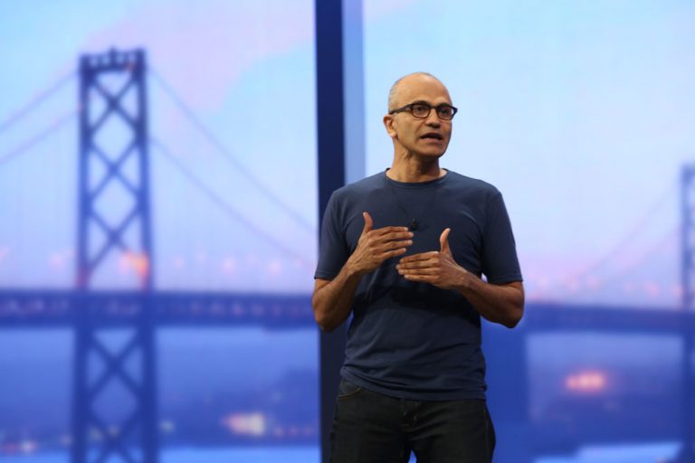 CEO Satya Nadella takes questions from the audience at Build in San Francisco, where he spoke about developing for Windows, Microsoft’s product strategy and the company’s future.