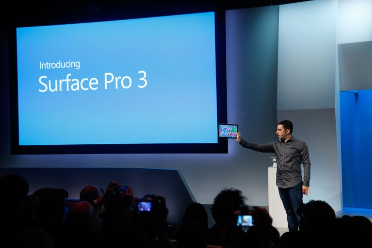 Panos Panay, corporate vice president, Microsoft Surface, introduces Surface Pro 3 at the press event in New York City on May 20, 2014.