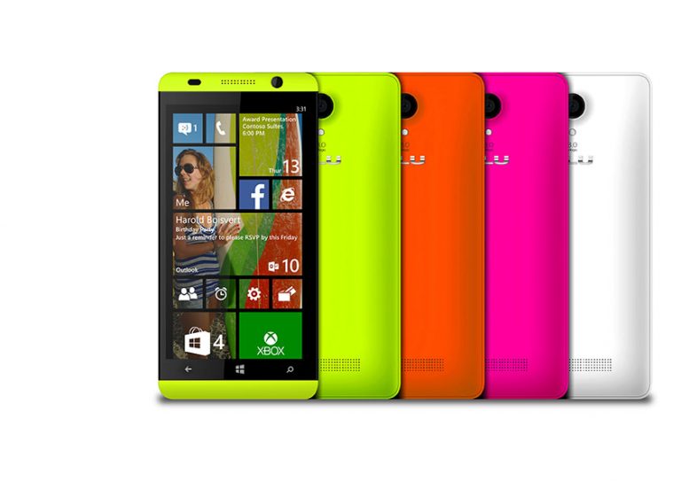 Presenting the new BLU 5" Windows Phone, seen on stage at the Microsoft Computex Keynote 2014.