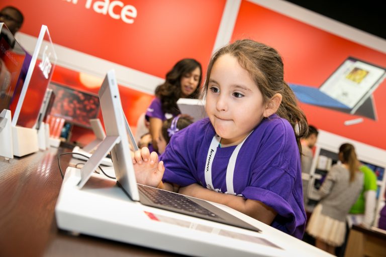 Customers tested out the Surface Pro 3 during the grand opening of Microsoft at Los Cerritos Center in Cerritos, Calif., on Saturday, Nov. 22, 2014.