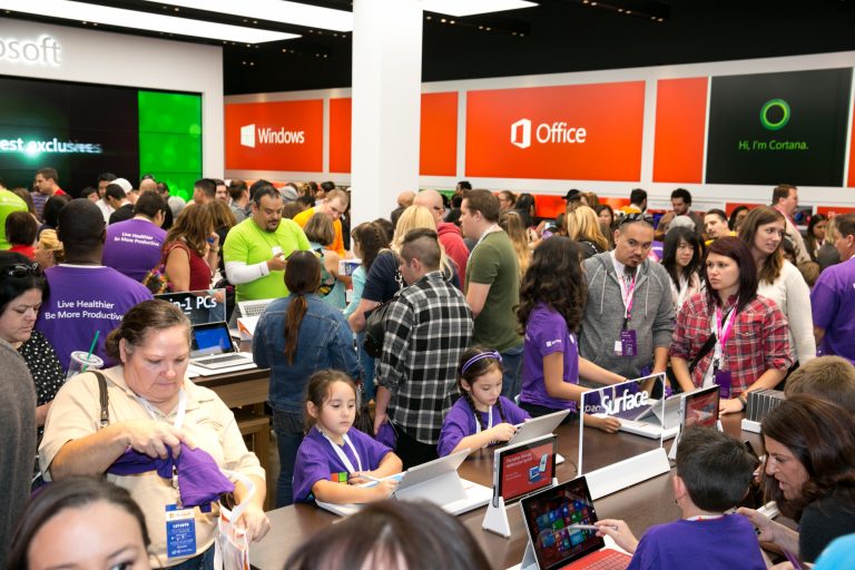 Customers explored California’s 13th Microsoft store on Saturday, Nov. 22, in Cerritos.