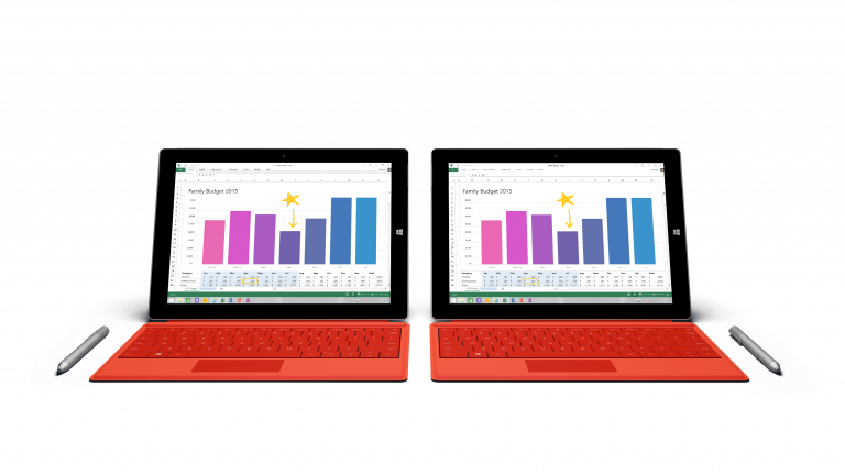 With a 10.8-inch 1920x1280 resolution multitouch display and 3:2 aspect ratio for comfortable viewing, Surface 3’s screen builds on the innovative design of the Surface Pro 3 display and is the brightest and most accurate Surface has ever made.