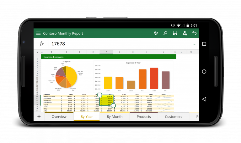 View, create and edit Excel spreadsheets