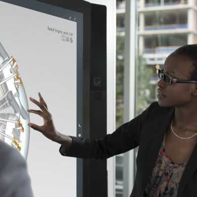 Surface Hub’s custom Windows 10 experience runs amazing and immersive large-screen apps to enhance group productivity.