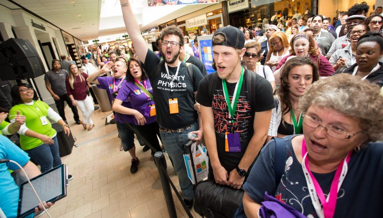 Crowds gathered to celebrate the opening of Microsoft’s newest store at Willowbrook Mall in Wayne, N.J., on June 13, 2015.
