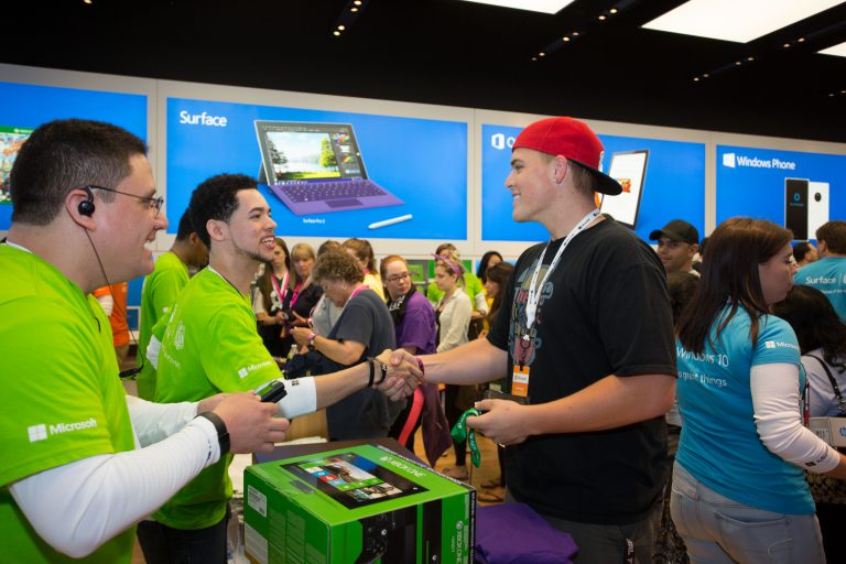 Customers purchased the Xbox One at the newest Microsoft store at Willowbrook Mall in Wayne, N.J., on June 13, 2015.
