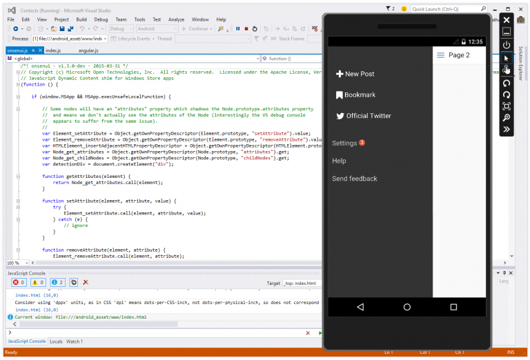 Apache Cordova and Android Emulator