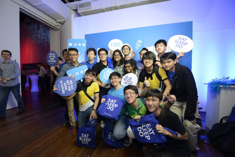 Fans celebrate Windows 10 in Singapore.