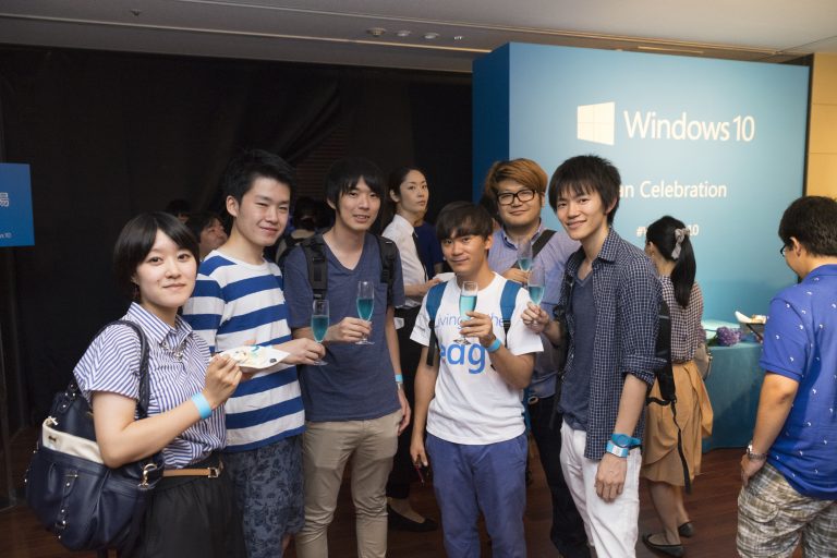 Fans celebrate Windows 10 in Tokyo.
