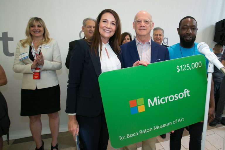 Local community organizations, Boys and Girls Club of Palm Beach County, Florence Fuller Child Development Centers, Museum of Discovery and Science and Boca Raton Museum of Art, accepted more than $900,000 in technology grants from Microsoft Store at Town Center at Boca Raton during the grand opening ceremony in Boca Raton, Fl., on Nov. 3, 2016.