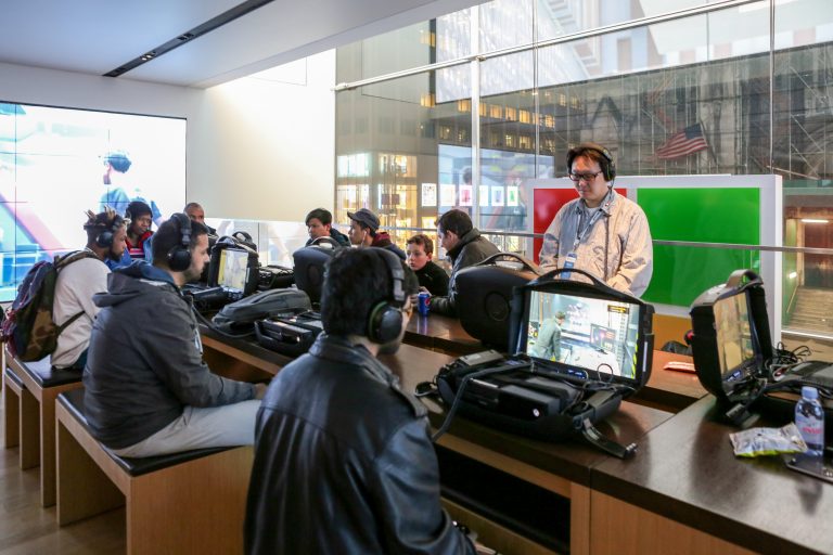 The flagship Microsoft Store in New York City celebrates the launch of “Quantum Break” on April 4, 2016.