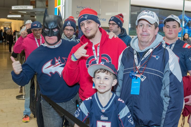 Excited fans gathered to meet retired New England Patriot Legend Lawyer Milloy at the Microsoft Store at Prudential Center (Boston) on Feb. 3.