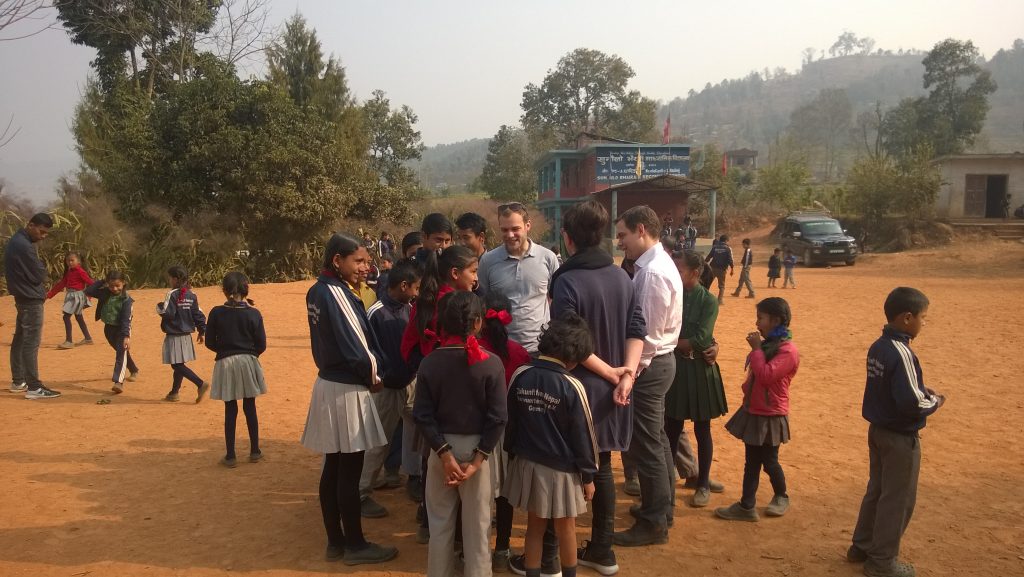 Teachers and students outside of Sulaulo Bhairabi School at Dhading in Nepal