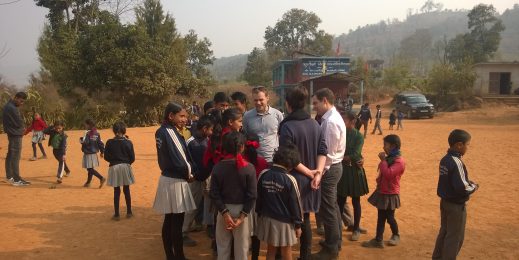 Teachers and students outside of Sulaulo Bhairabi School at Dhading in Nepal