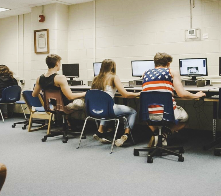 Students in rural Virginia complete their assignments in the computer lab