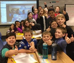 kids skype in a classroom
