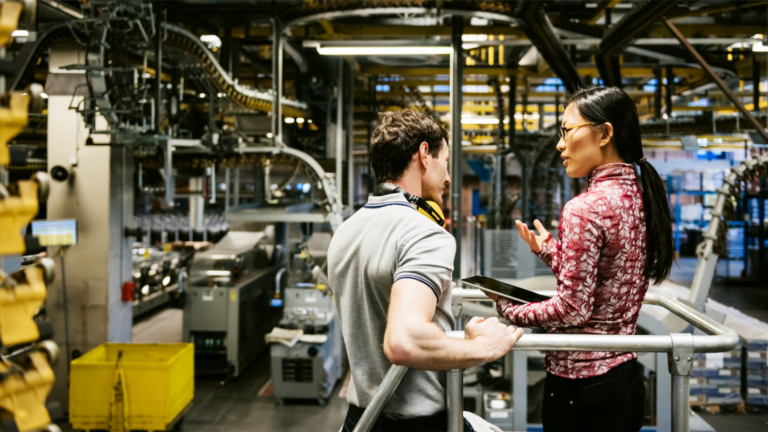 Man and woman on factory floor