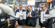 A “Co-bot” demonstration in the Microsoft booth at Hannover Messe 2019