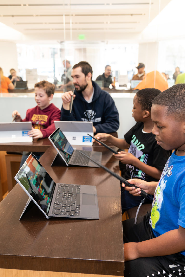 Microsoft Store offers free Summer Camps where students build a coding skills foundation with hands-on access to the Harry Potter Kano Coding kit.