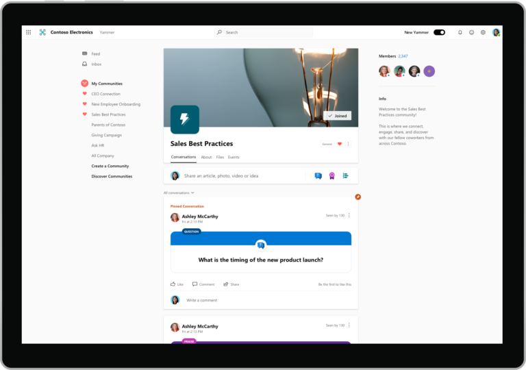 Contoso SharePoint Community in Yammer