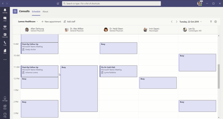 Virtual Consult Calendar View