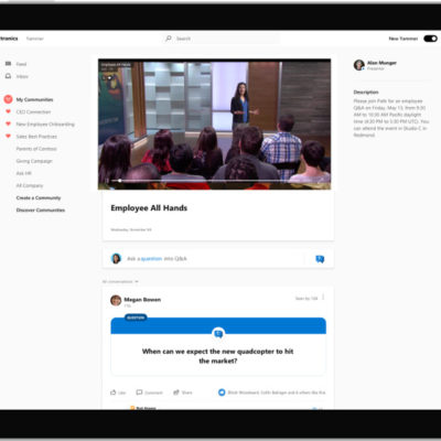 Live event in Yammer on a mobile device