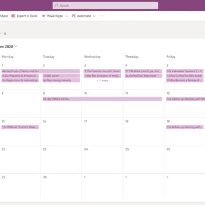 Microsoft Lists: Event itinerary template in calendar view