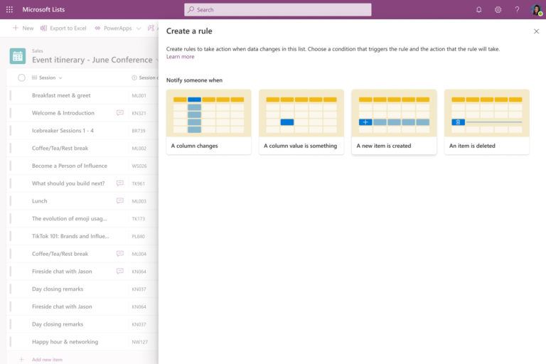 Microsoft Lists: Grid view with conditional formatting or rules
