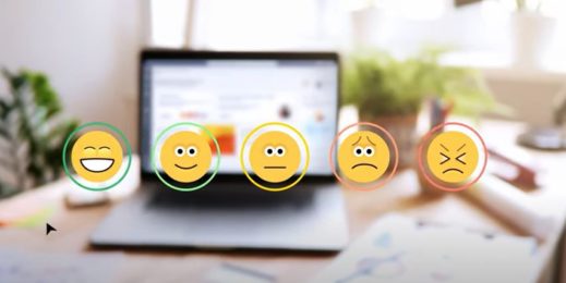 Five emoticons ranging from happy to upset