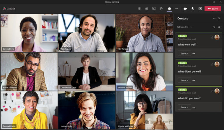 Microsoft Teams meeting with nine participants
