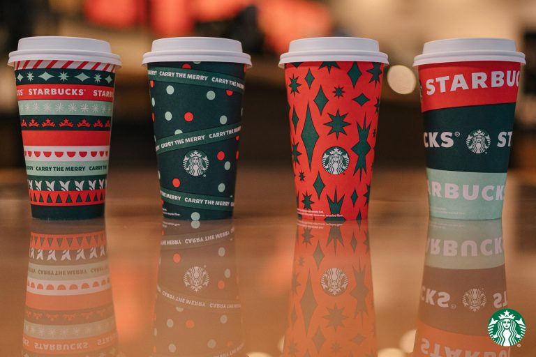 Microsoft Teams virtual background: Starbucks holiday cups