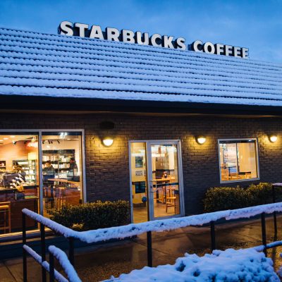 Starbucks store in the snow