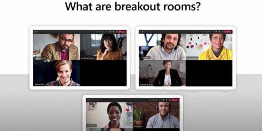 Three images demonstrating the concept of breakout rooms