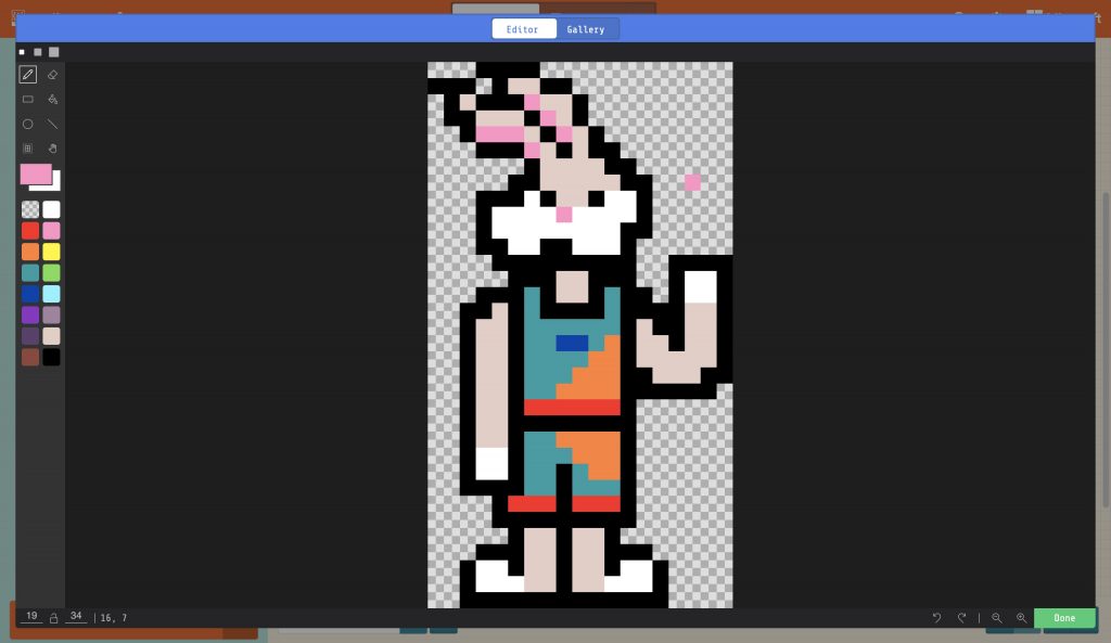 Pixelated Bugs Bunny in a basketball jersey