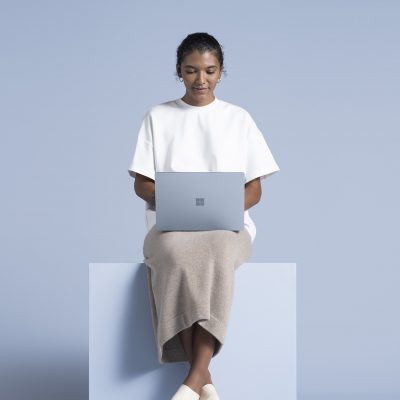 Woman using a Surface Laptop 4