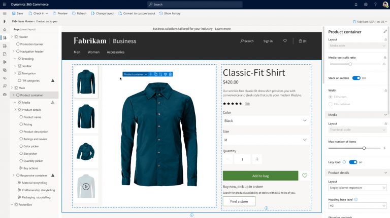 Dynamics 365 Commerce user interface