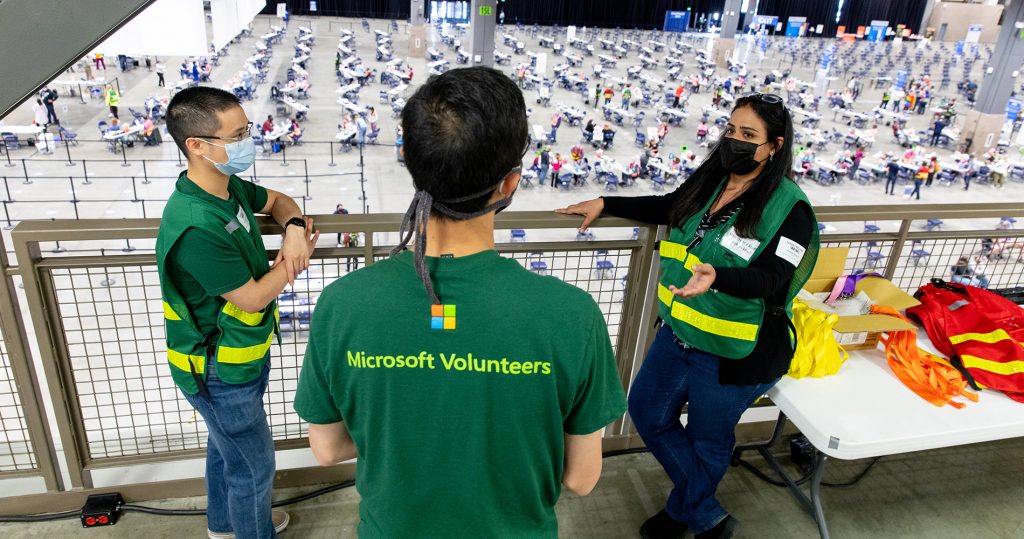Microsoft employees talking