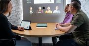 Hybrid meeting with four people attending virtually