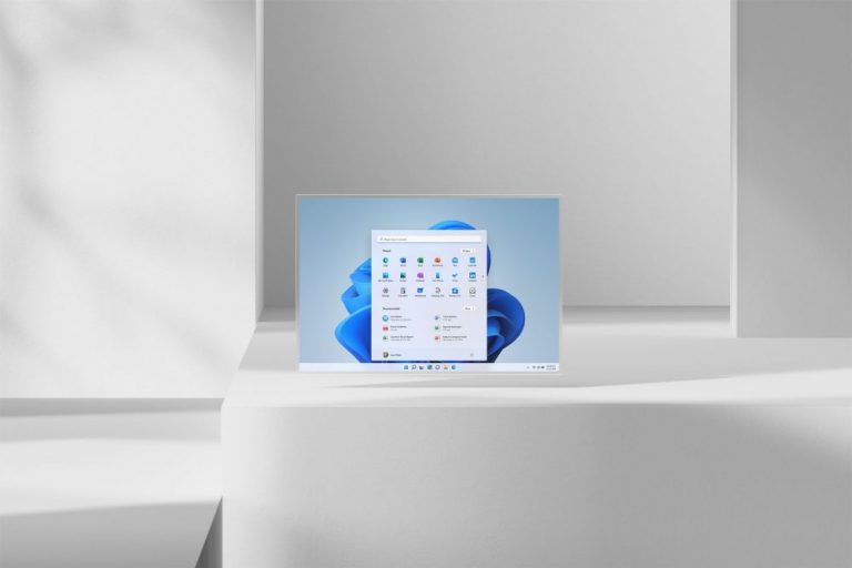 Device showing Windows 11 start screen