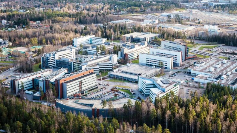 Aerial photo of Nokia headquarters in Espoo, Finland