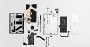 Surface Pro 8 components laid flat with interior components exposed
