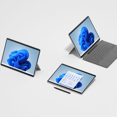 Three Surface Pro 8 devices