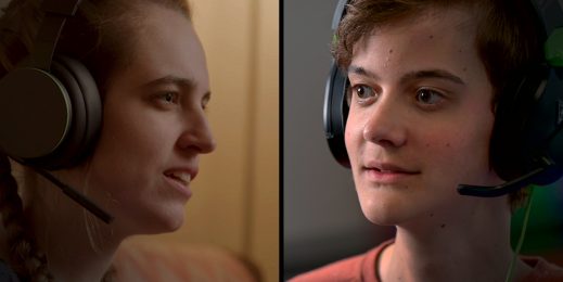 Young woman and young man in a virtual meeting
