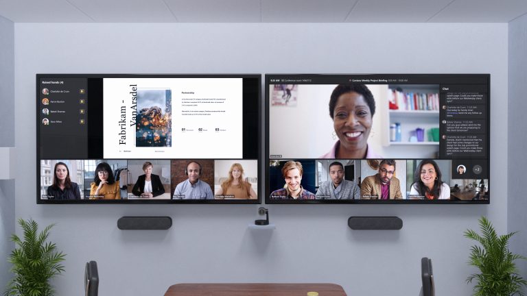 Microsoft Teams meeting with participants' faces along the bottom row