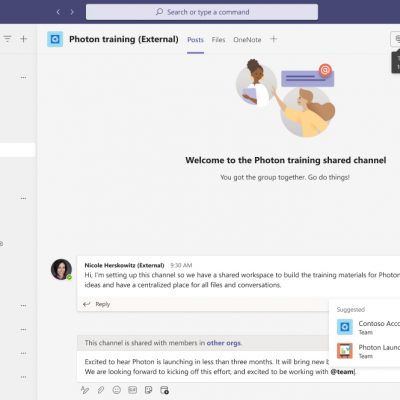 Shared channel user interface in Microsoft Teams