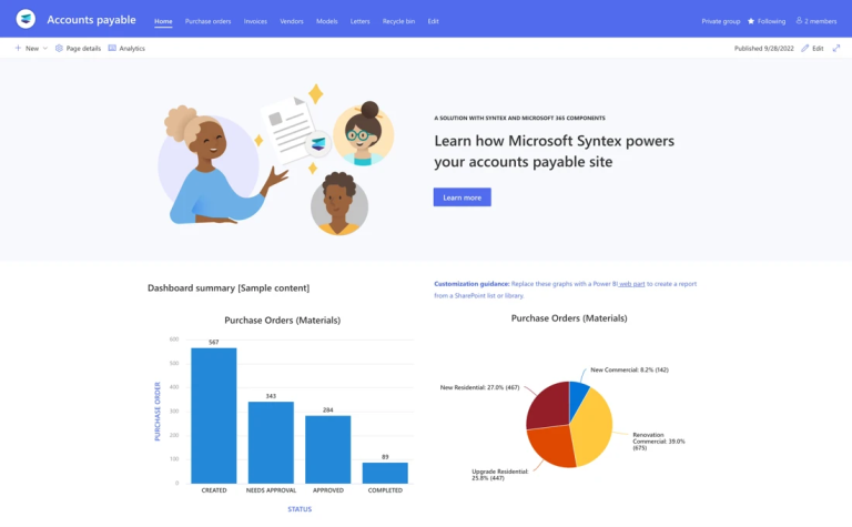 Microsoft Syntex solution accelerator for Accounts Payable