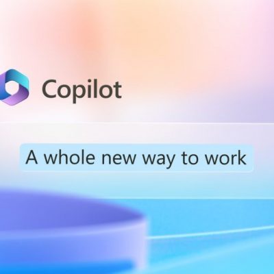 Graphic image has Copilot logo with the words A whole new way to work