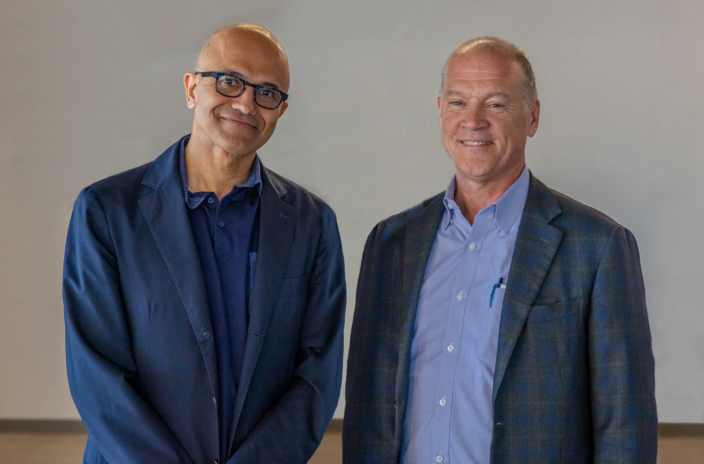 Microsoft CEO Satya Nadella and John Donovan of AT&T